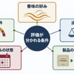 ウイスキーの公式情報と個人の評価を分けて確認する考え方を示す図