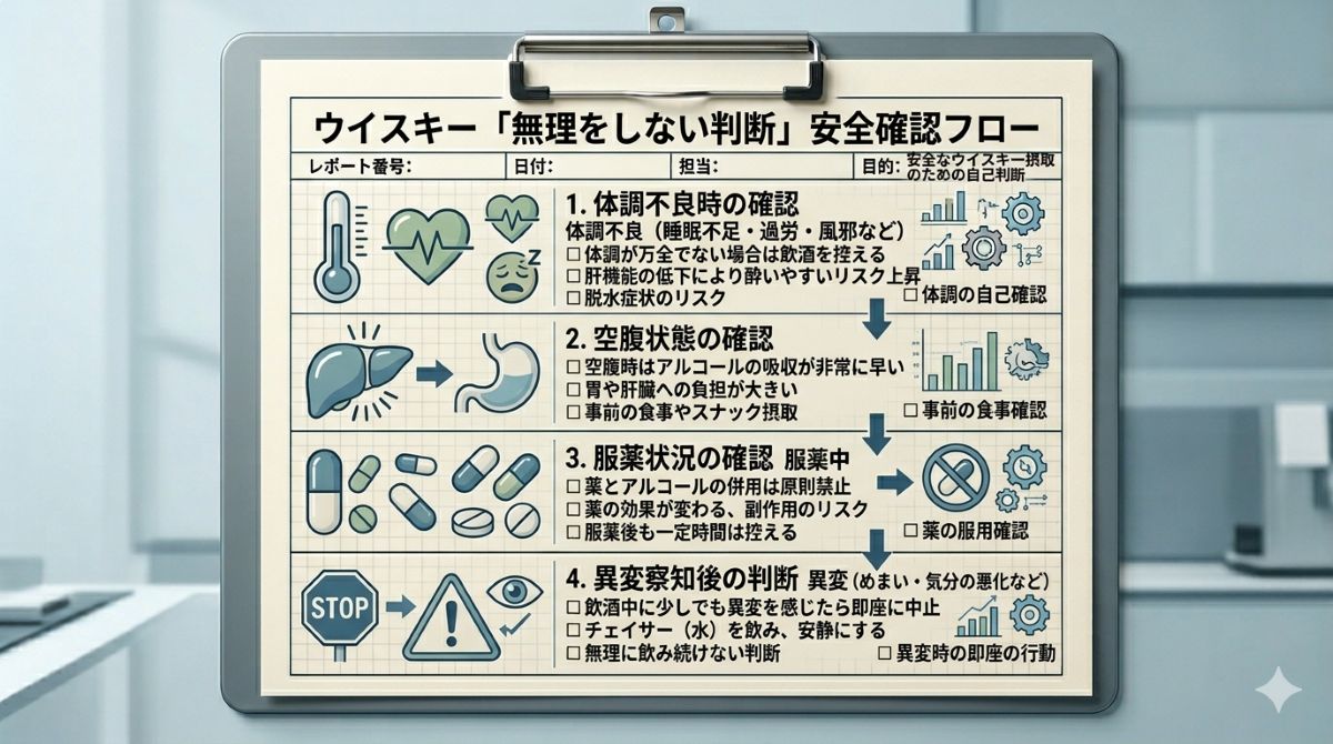 ウイスキーの漢字2文字表記である火酒や琥珀酒、歴史的表記のウヰスキーを整理した資料風イメージ