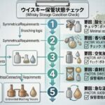ウイスキーの状態変化に関係する酸化、揮発、空気接触、光、高温、温度変化、残量、栓の状態を示す資料風イメージ