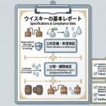 ウイスキーの基本として、種類、原料、表示、安全面の確認ポイントを整理した資料風イメージ