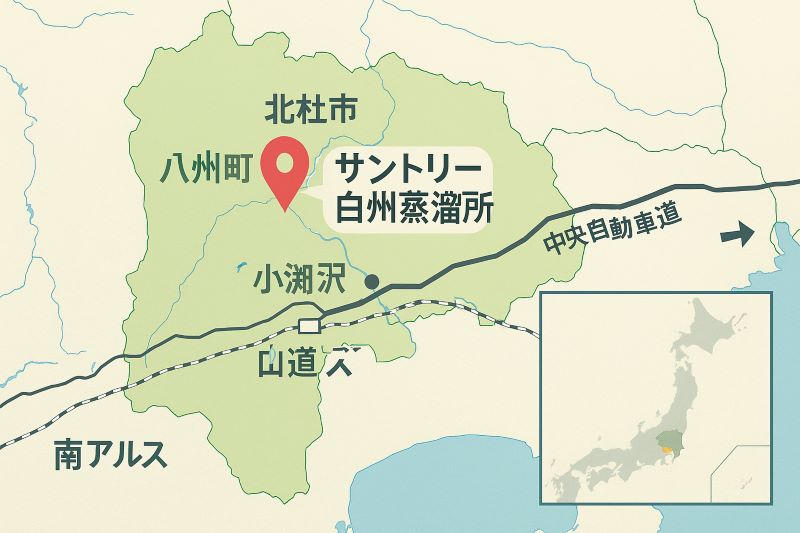 サントリーの蒸溜所は山梨のどこにある? サントリーの蒸溜所は山梨のどこにある?