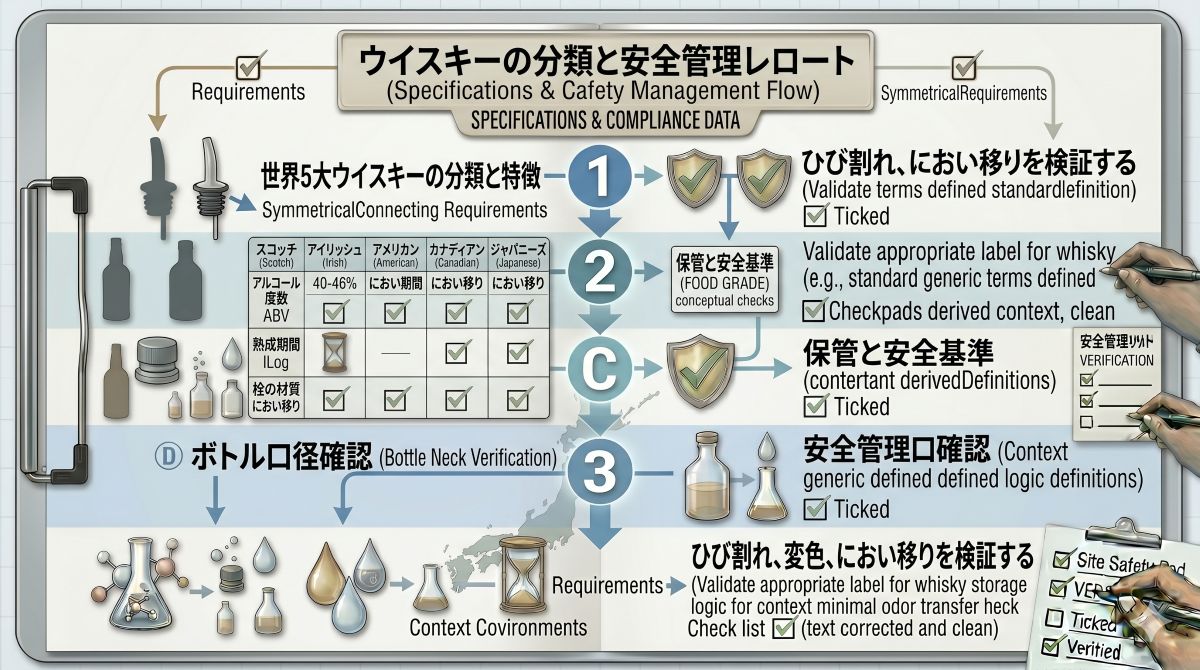 5大ウイスキーの呼び方、分類、表示基準を整理した比較図風イメージ