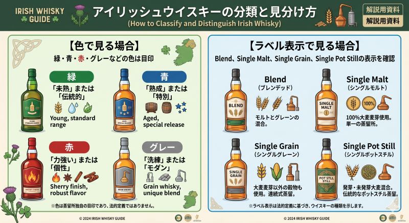 The Buskerを色ではなくBlend、Single Malt、Single Grain、Single Pot Stillなどの分類表示で確認する比較図
