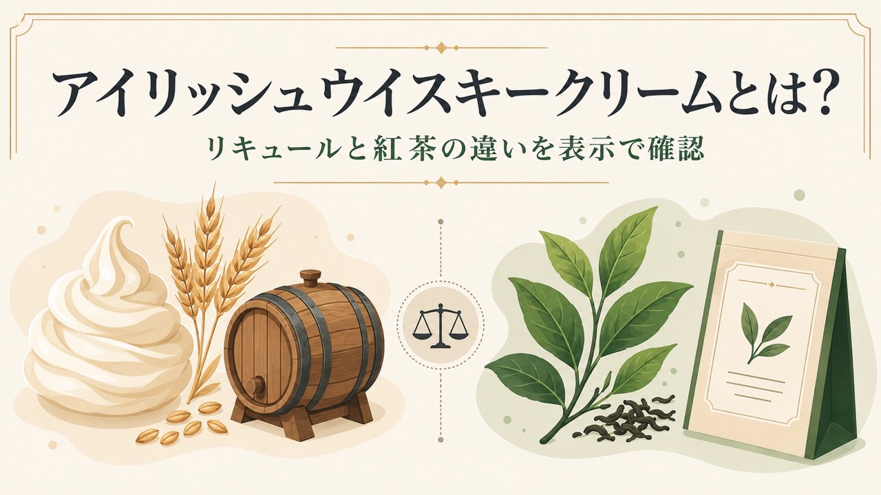 Irish Creamリキュールとウイスキーやクリームを連想させる紅茶の違いを示す比較図