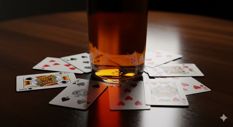 イチローズモルト「カードシリーズ」を象徴する、ウイスキーボトルと散りばめられたトランプカードのイメージ。閉鎖蒸溜所の原酒を使用し、フルセットで1億円近い価値を持つ伝説的なコレクション性を視覚的に表現。