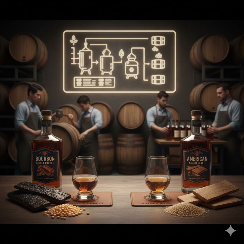 バーボンのシングルバレルとシングルモルトの違い