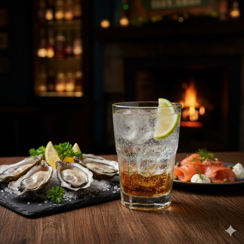 アイリッシュウイスキーのハイボールと相性抜群の生牡蠣（オイスター）とスモークサーモンのペアリング