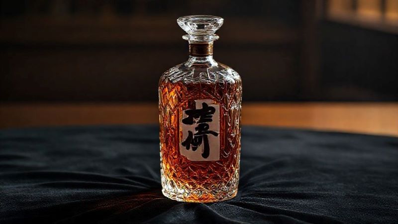 高級感あふれるカットガラスのボトルに入った長期熟成ジャパニーズウイスキー。資産価値を感じさせるラグジュアリーな雰囲気