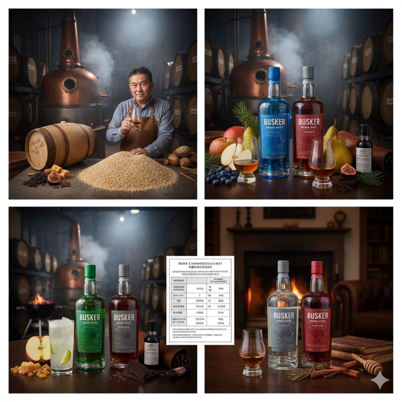 バスカー シングルモルトのフレーバーイメージ：リンゴ、ダークチョコレート、松（パインツリー）の香り