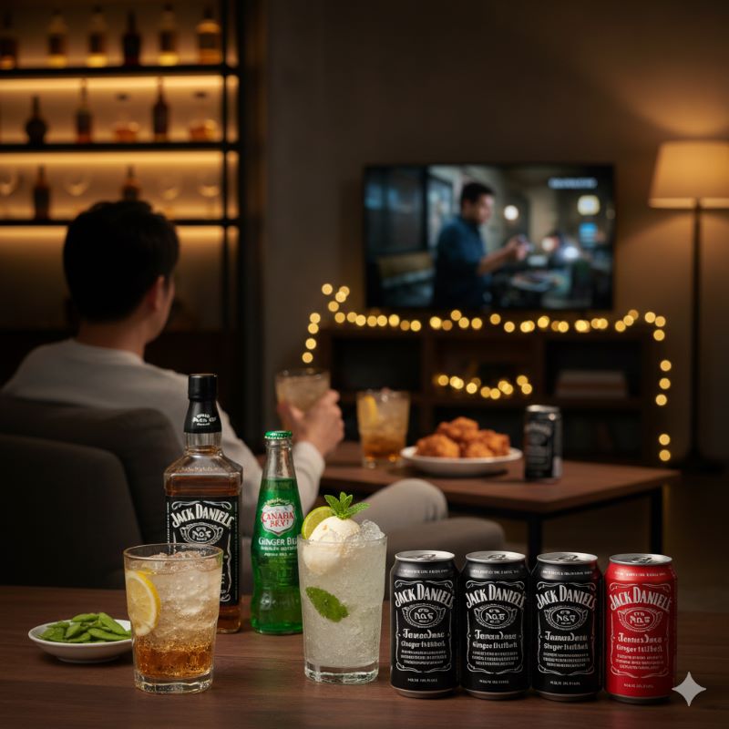 ジャックダニエルの特徴であるチャコール・メローイングをイメージさせる木炭と、バニラや生姜の香りを表現したイメージ写真