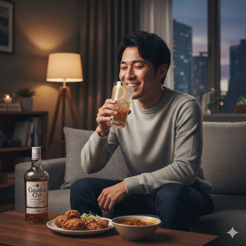 飲みやすさが評判のカナディアンクラブのハイボールを爽やかに楽しむシーン