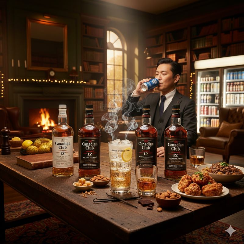 ウイスキーの歴史と伝統を感じさせる19世紀風の紳士クラブの書斎風景