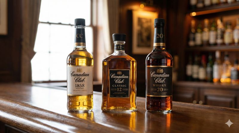 熟成年数によって色が異なる3種類のウイスキーを並べた比較イメージ画像