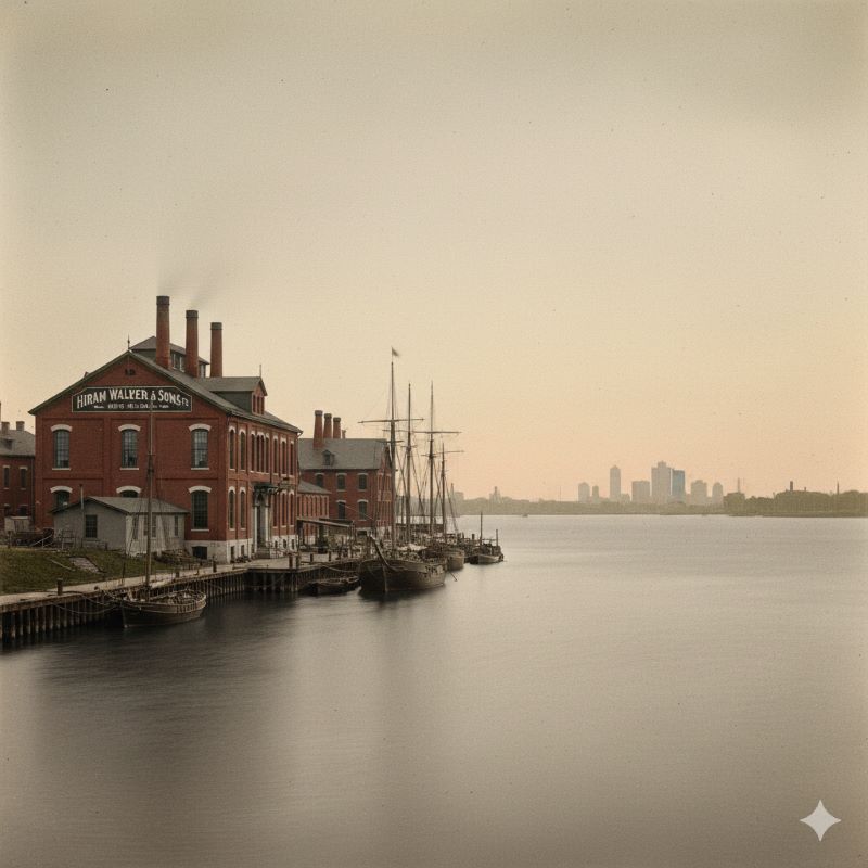 1858年創業の歴史を感じさせる、カナダ・オンタリオ州の川沿いに佇む美しいレンガ造りの蒸留所