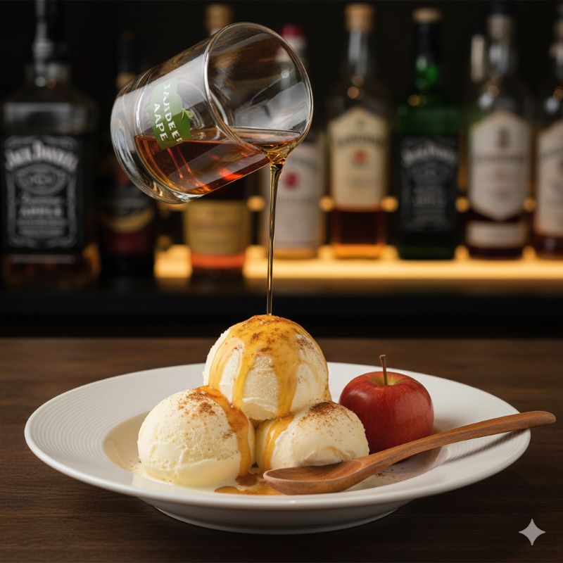 バニラアイスクリームにジャックダニエルアップルをかけた大人のアフォガード