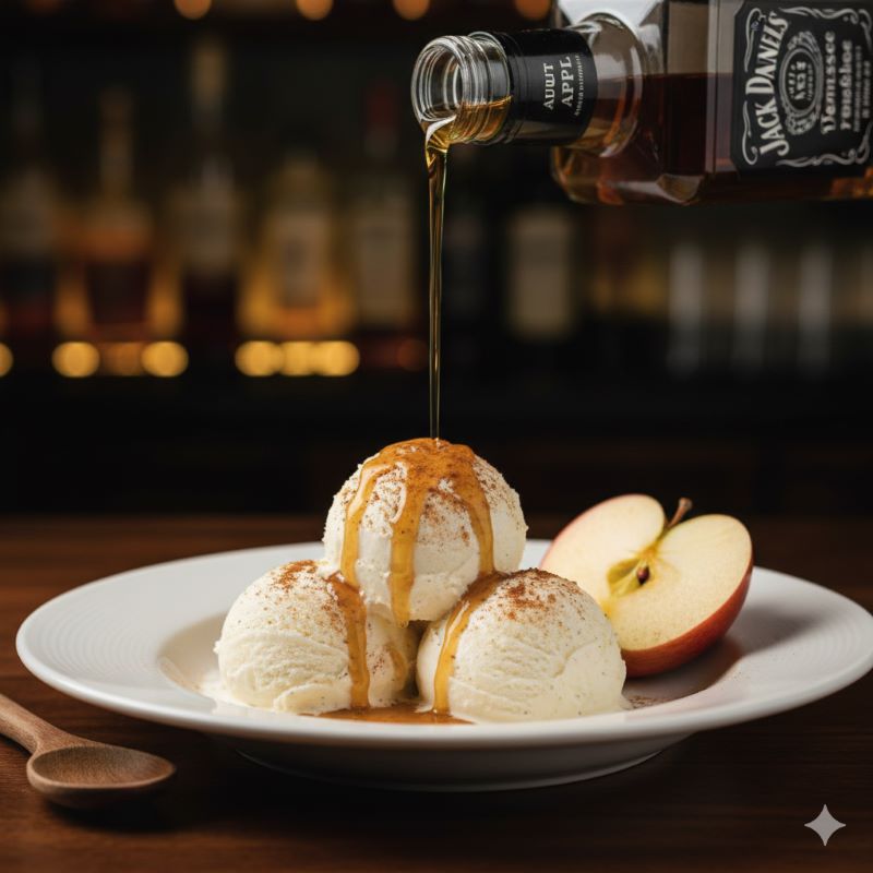 バニラアイスクリームにジャックダニエル・アップルをかけて楽しむ大人のアフォガード