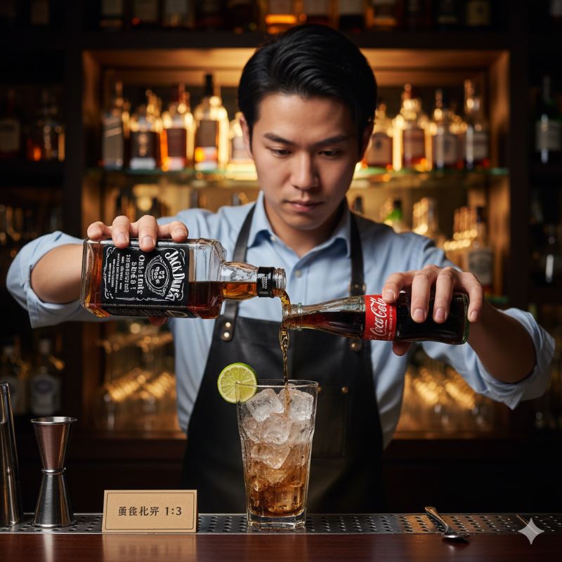 バーテンダーが教えるジャックダニエルとコーラの黄金比率での作り方