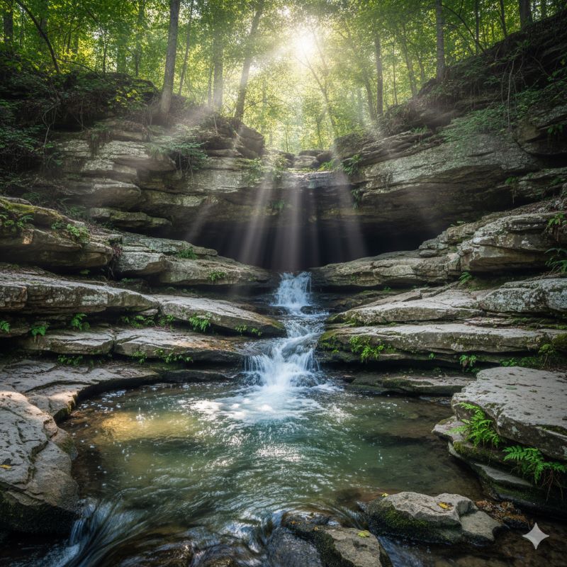 ジャックダニエルの命の水、ケーブ・スプリングから湧き出る清らかな湧き水と石灰岩の洞窟