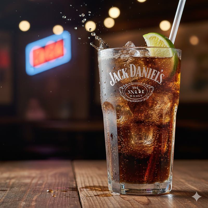 氷たっぷりのグラスに注がれた、爽快なジャックダニエルのコーラ割り（ジャックコーク）