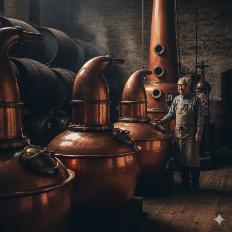 マッカランの濃厚な味わいを生み出す、スペイサイドで最小と言われる伝統的な銅製の小型蒸留釜