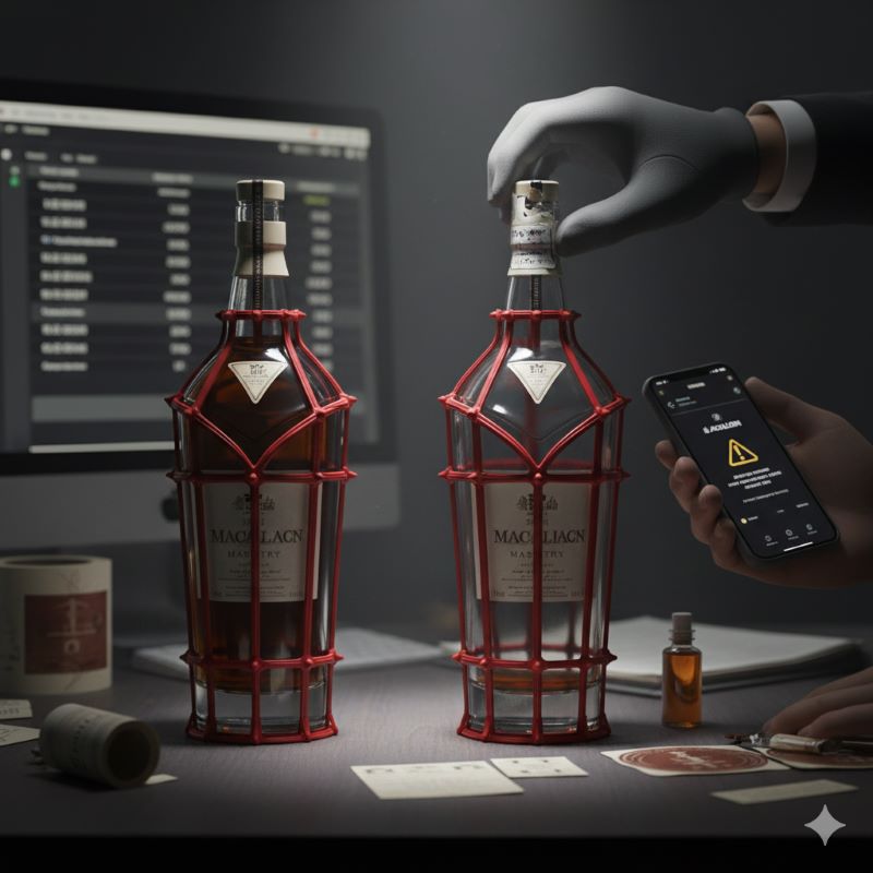 オークション市場で取引されるウイスキーの空瓶と、偽造品リスクへの警戒