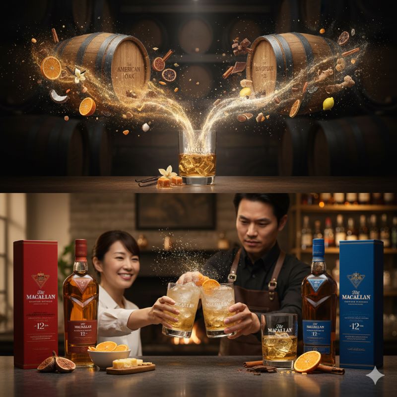 マッカランダブルカスクの特徴であるバニラ、柑橘、蜂蜜の香りを表現したテイスティングイメージ