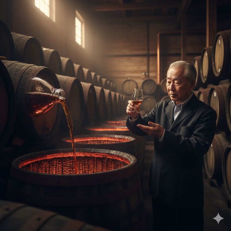 クラウンローヤル ブラックの濃厚な味わいを生み出すヘビーチャードオーク樽の熟成風景