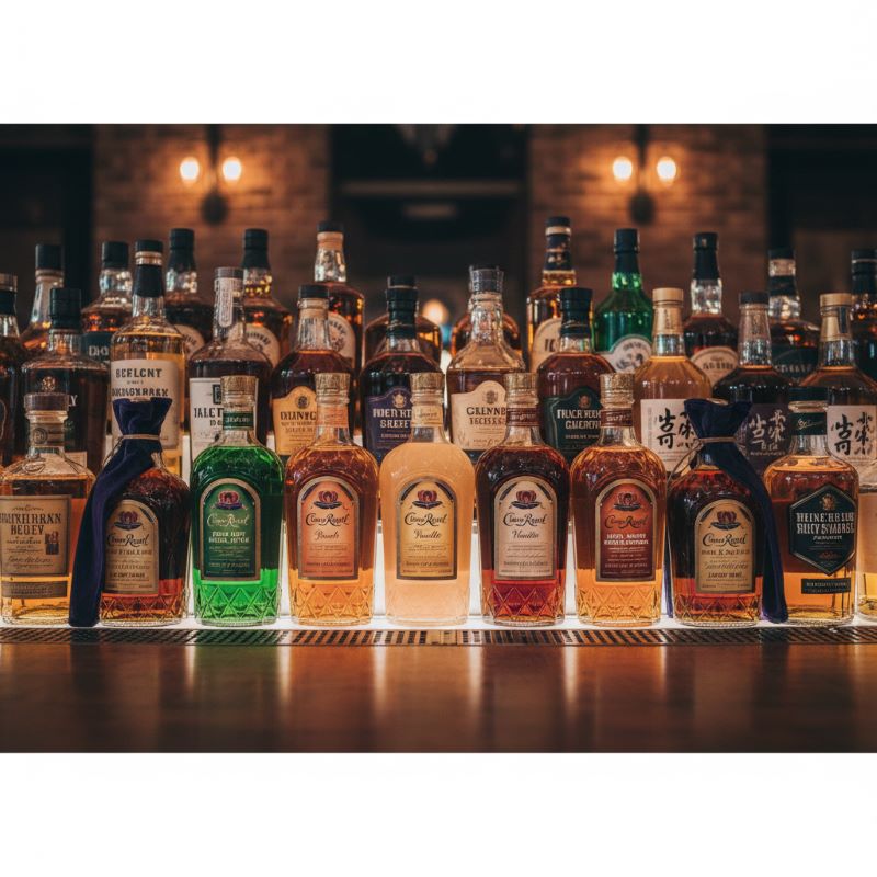 バーの棚に並べられたバリエーション豊かなウイスキーのラインナップ