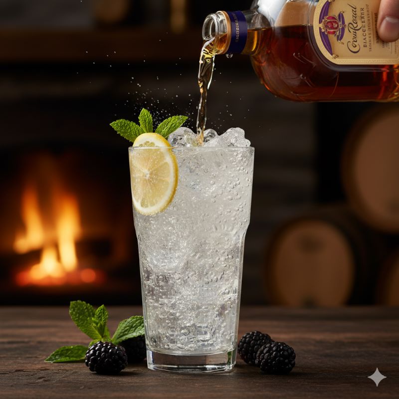 炭酸の泡が弾ける爽快なクラウン ローヤルのレモンハイボール