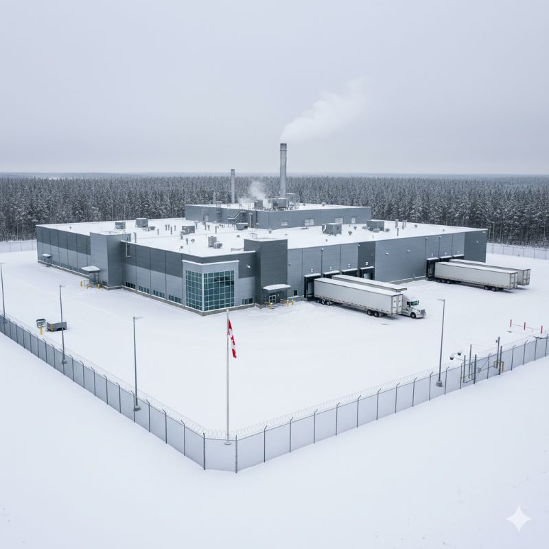 カナダにあるウイスキーのボトリング・流通拠点をイメージした外観風景