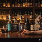 ウイスキーの度数が高いランキング銘柄が並ぶ高級感のあるバーカウンターの風景