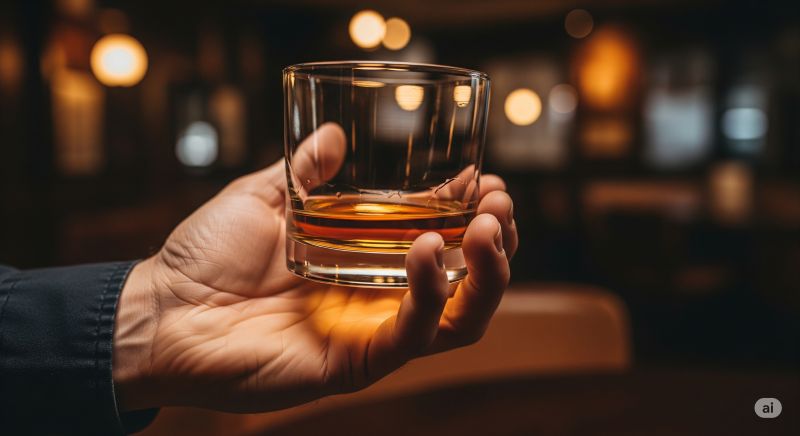 ウイスキーのストレートを愉しんでいる様子